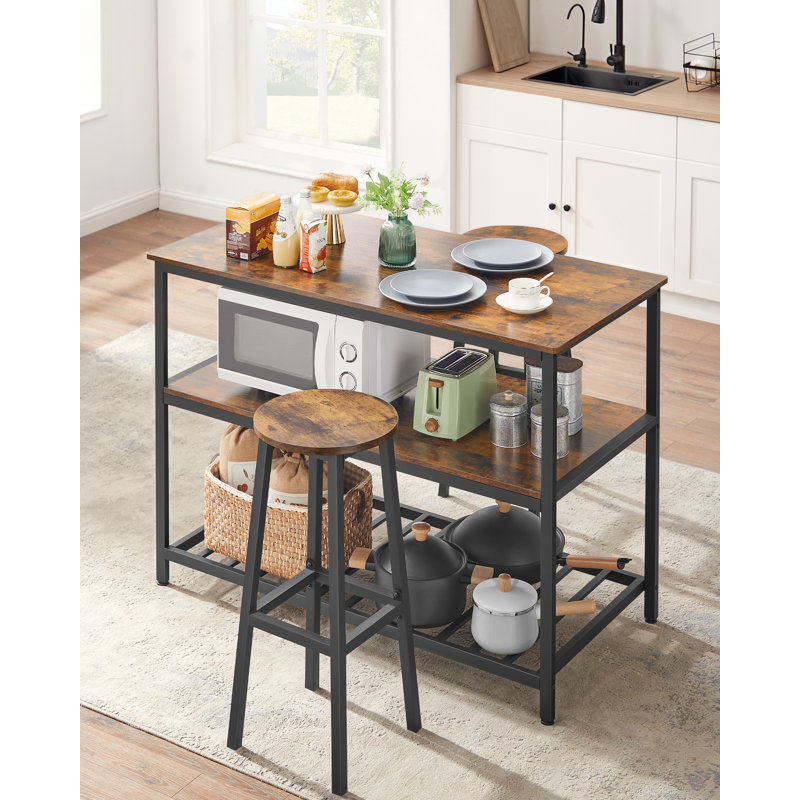 Riggle Kitchen Island Ebonised Oak Black